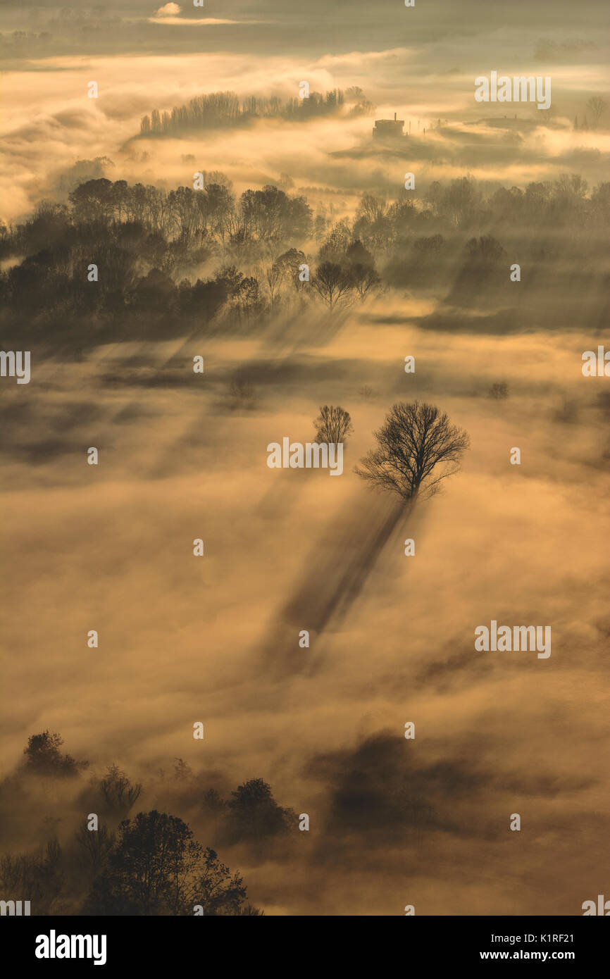 Atmosphere on the banks of the river Adda, province of Lecco, Airuno, Italy. Stock Photo