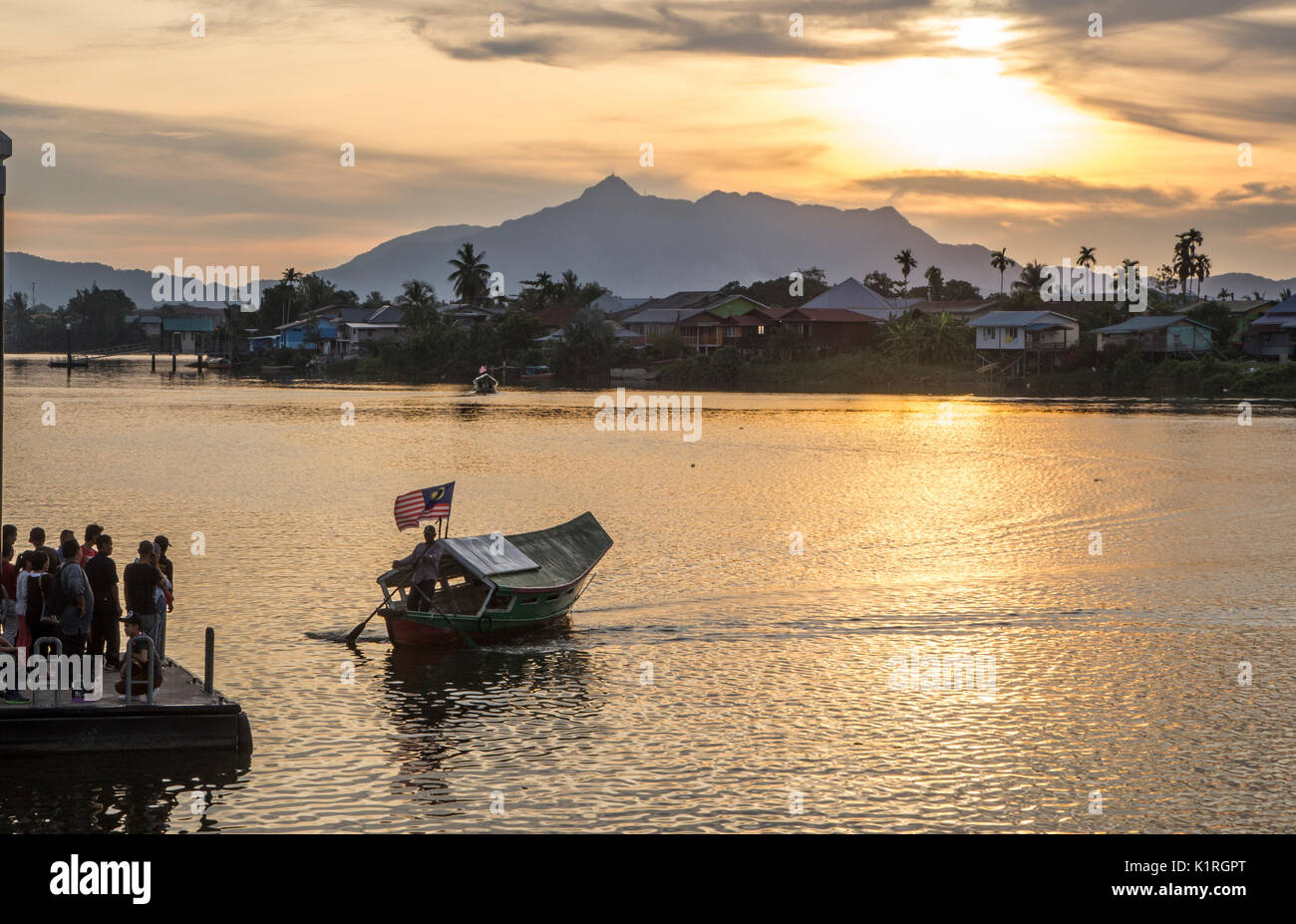 Sunset over Kuching, Sarawak, Malaysia Stock Photo