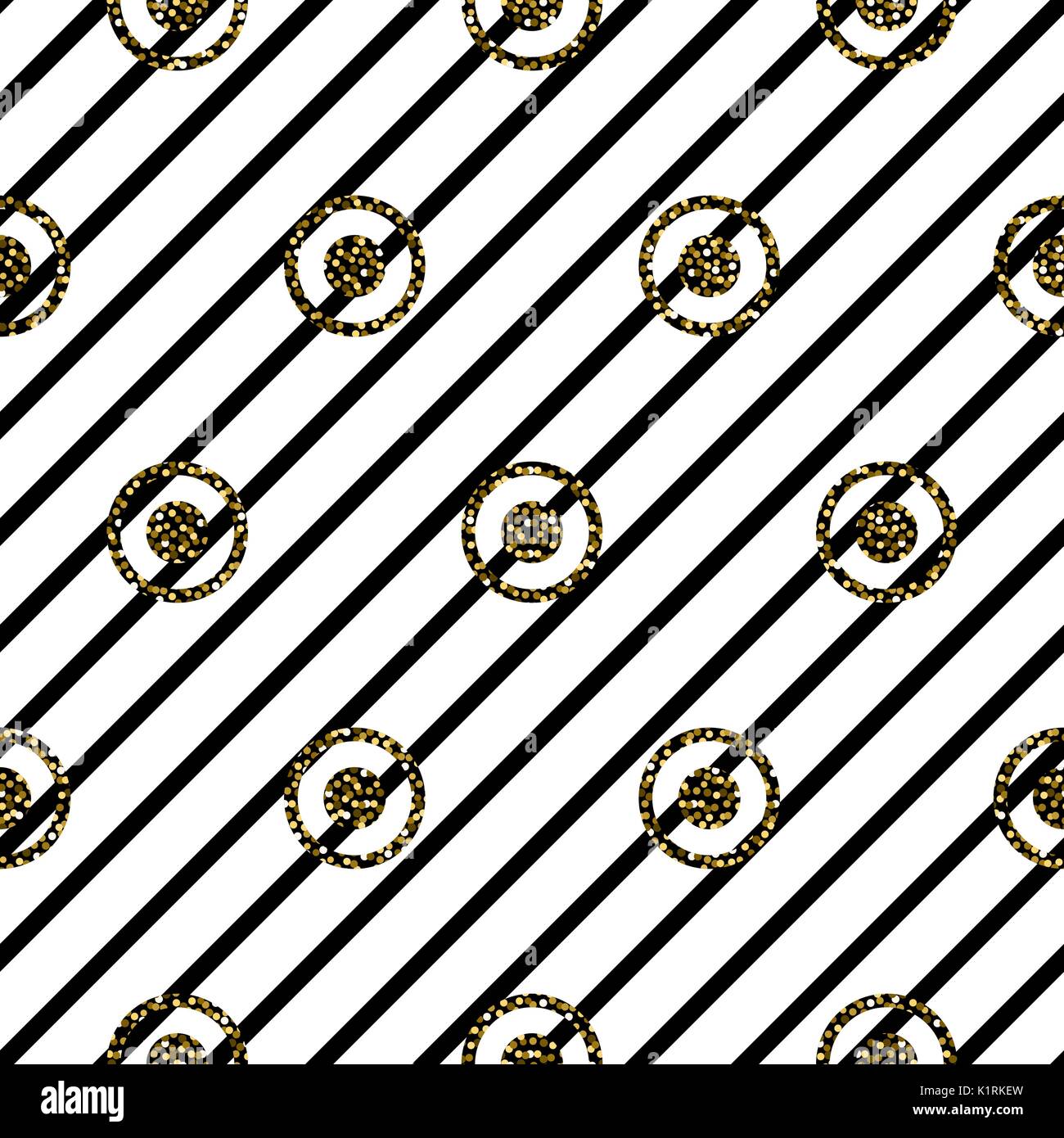 Seamless circles and stripes black and white pattern Stock Vector Image ...