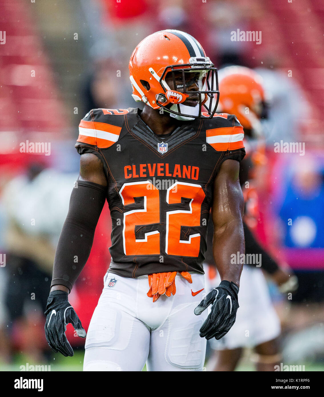 August 26, 2017 - Cleveland Browns linebacker Jabrill Peppers (22) before  the game between the Cleveland Browns and the Tampa Bay Buccaneers at  Raymond James Stadium in Tampa, Florida. Del Mecum/CSM Stock Photo - Alamy