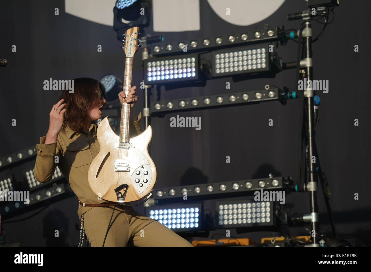 Reading, UK. 27th Aug, 2017. Tom Ogden of Blossoms performing live on the Main Stage at the 2017 Reading Festival. Photo date: Sunday, August 27, 2017. Photo credit should read: Roger Garfield/Alamy Live News Stock Photo