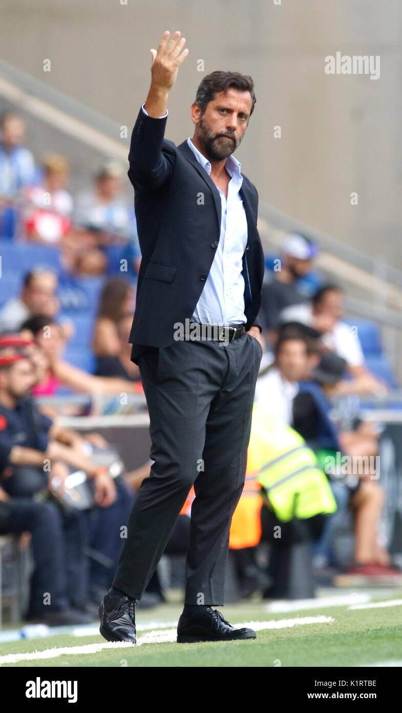 Quique Sanchez Flores in action during La Liga Game between RCD Espanyol agaisnt Leganes at RCDE Stadium Stock Photo