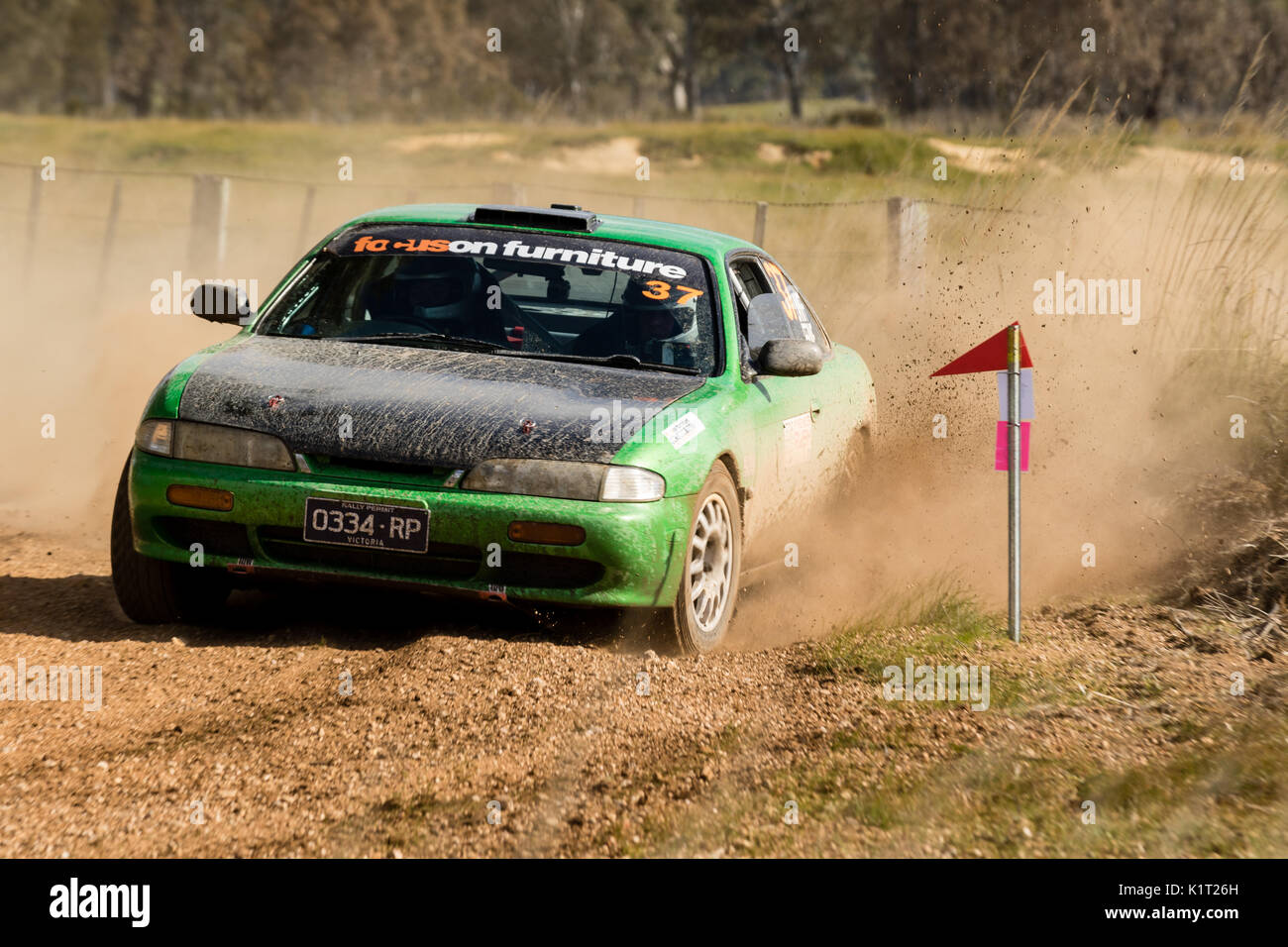 Avoca, Australia. 27th Aug, 2017. MELBOURNE, AUSTRALIA – AUGUST 27: Anthony Lahiff and Doug Fernei in a Nissan 200SX during the 2017 Victorian Rally Championship, Round 3 of the Leechs Mitsubishi Pyrenees Rush, Australia on August 27 2017. Credit: Dave Hewison Sports/Alamy Live News Stock Photo