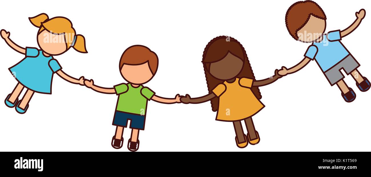 Children holding hands characters Stock Vector Image & Art - Alamy