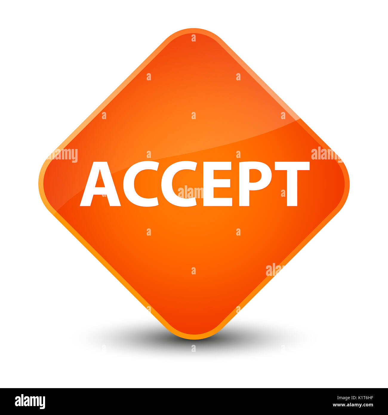 Accept isolated on elegant orange diamond button abstract illustration ...