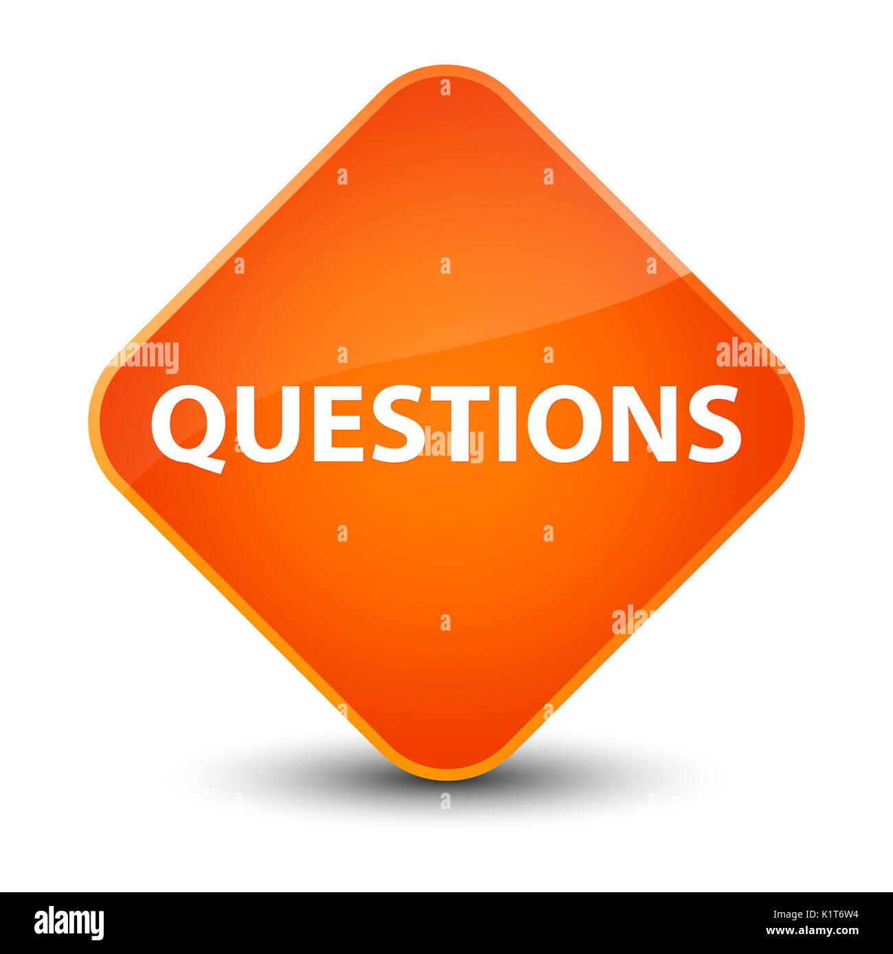 Question Orange Button Questions isolated on elegant orange diamond button abstract ...