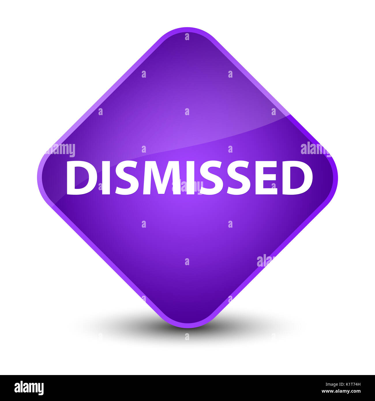 Dismissed isolated on elegant purple diamond button abstract illustration Stock Photo
