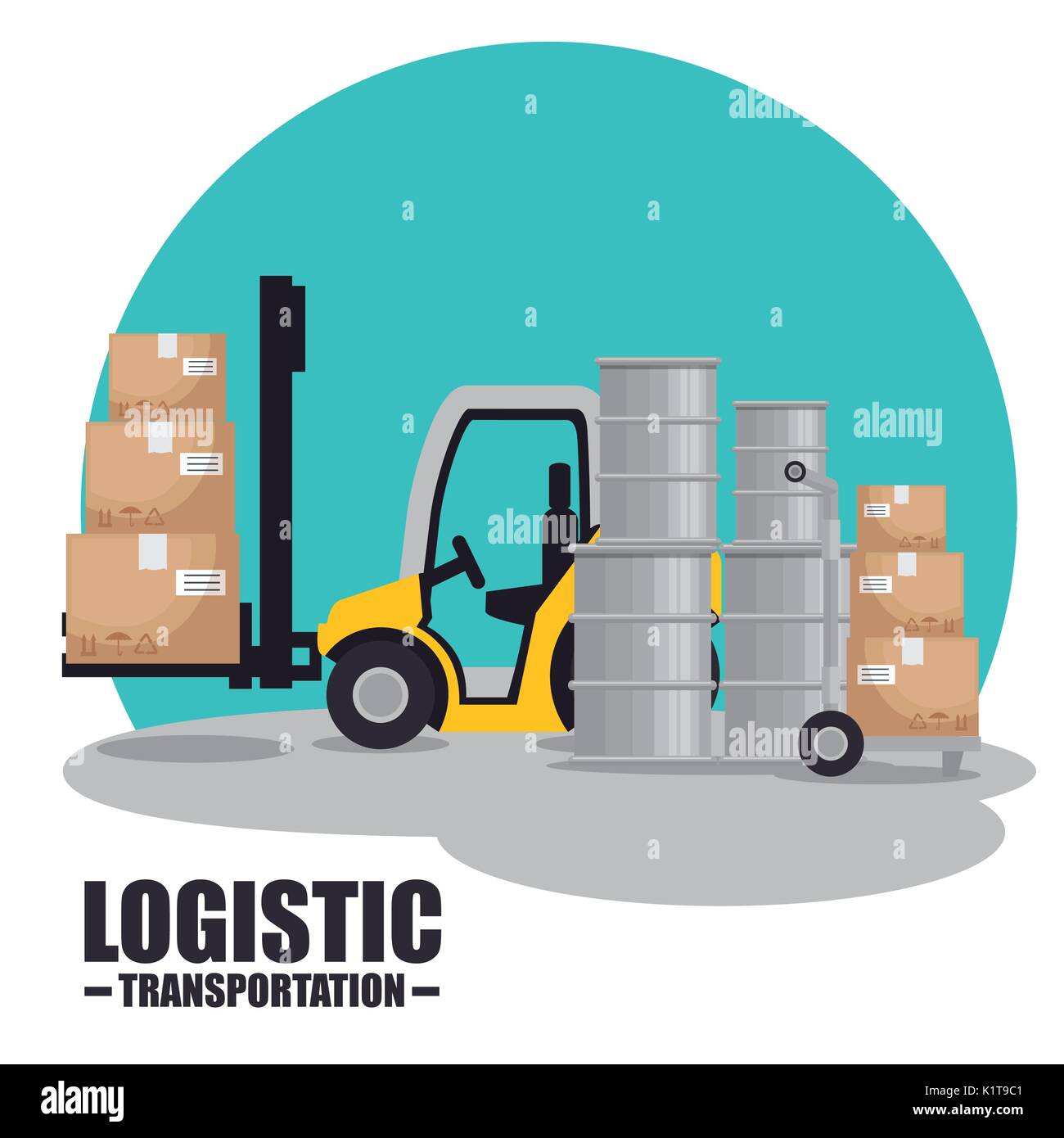 Forklift and boxes of Logistic transportation and delivery theme Vector ...