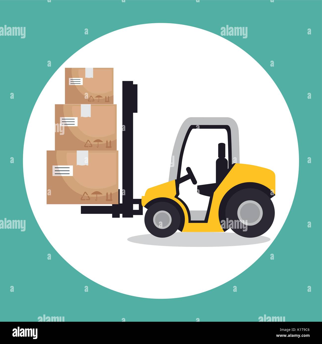 Forklift and boxes of Logistic transportation and delivery theme Vector ...