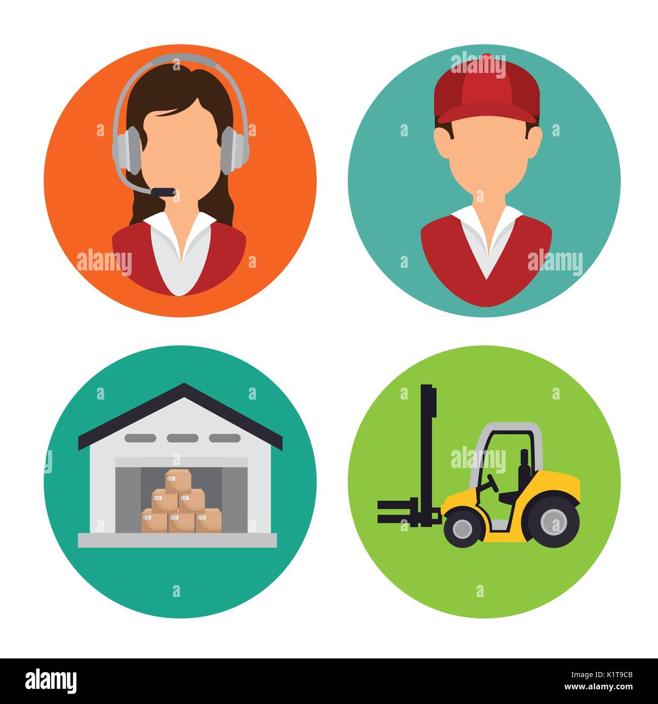 Icon set of Logistic transportation and delivery theme Vector ...
