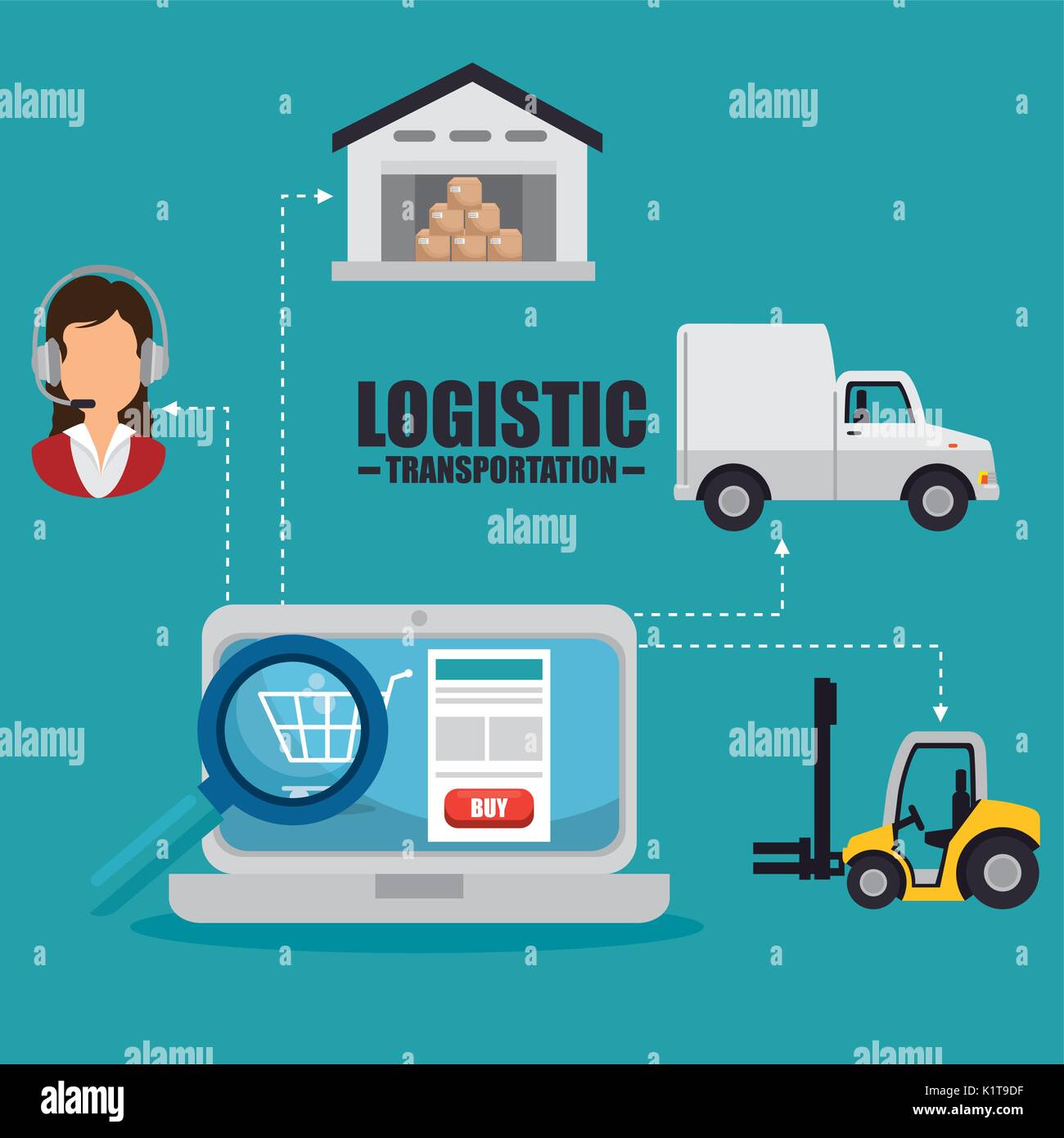 Icon set of Logistic transportation and delivery theme Vector ...