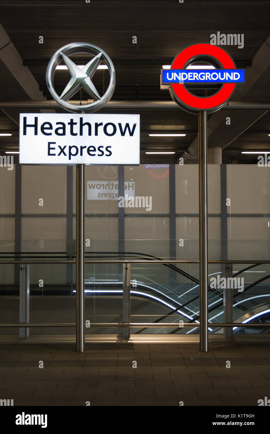Heathrow Express signage at Heathrow Airport Terminal Two Building