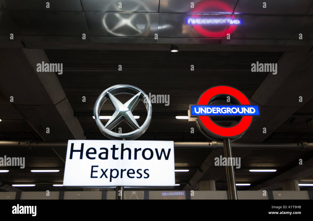 Heathrow Express signage at Heathrow Airport Terminal Two Building
