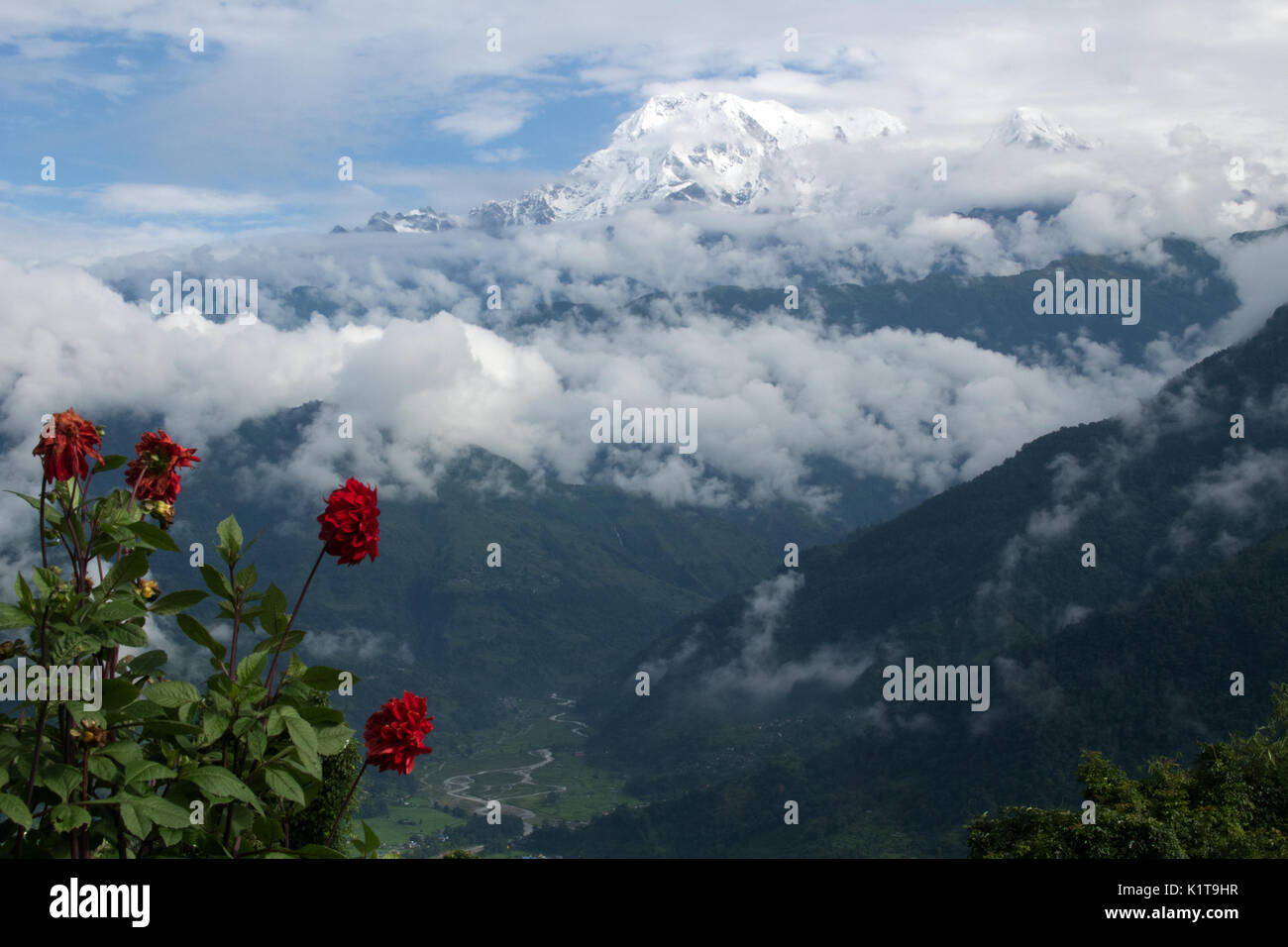Annapurna IV as the clouds cleared, Annapurna  Range, Himalayas Nepal Stock Photo