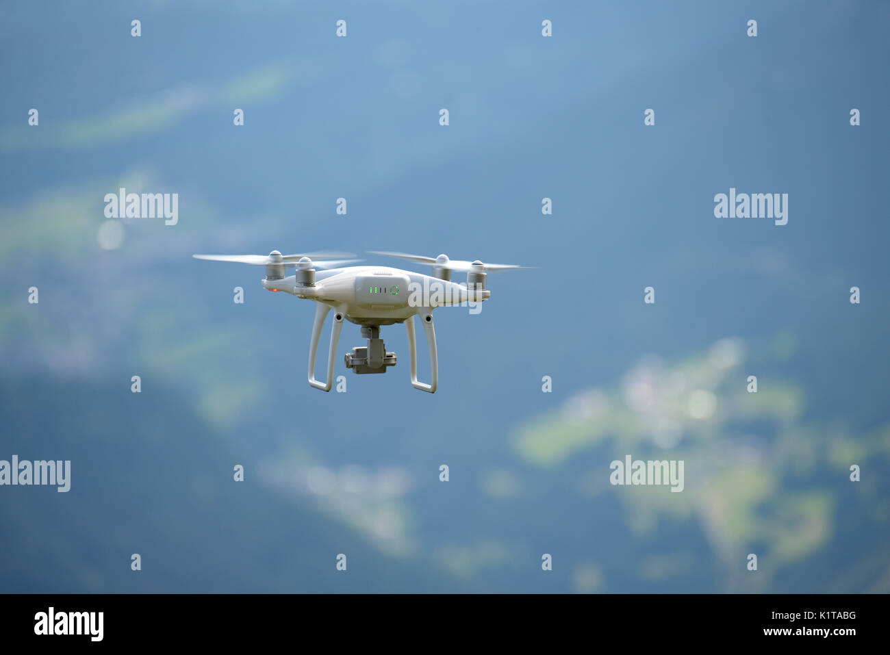 A non-military drone DJI phantom 4 pro over Alps: Dolomiti and Marmolada Glacier Stock Photo
