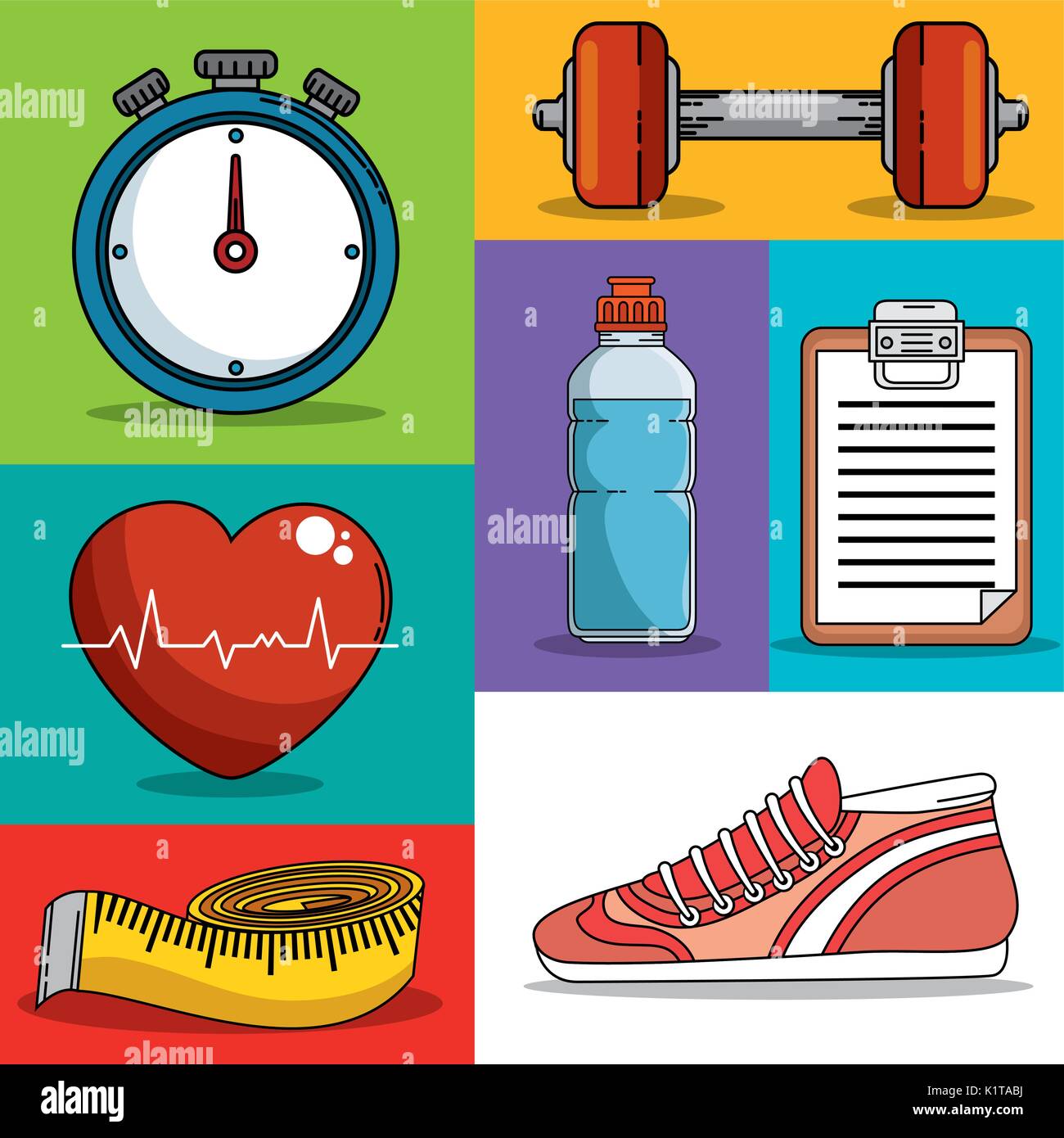 Icon set of Fitness sport and gym theme Vector illustration Stock ...