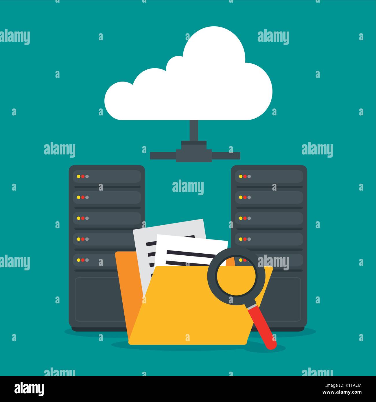 File and lupe of Cloud computing and services theme Vector illustration ...