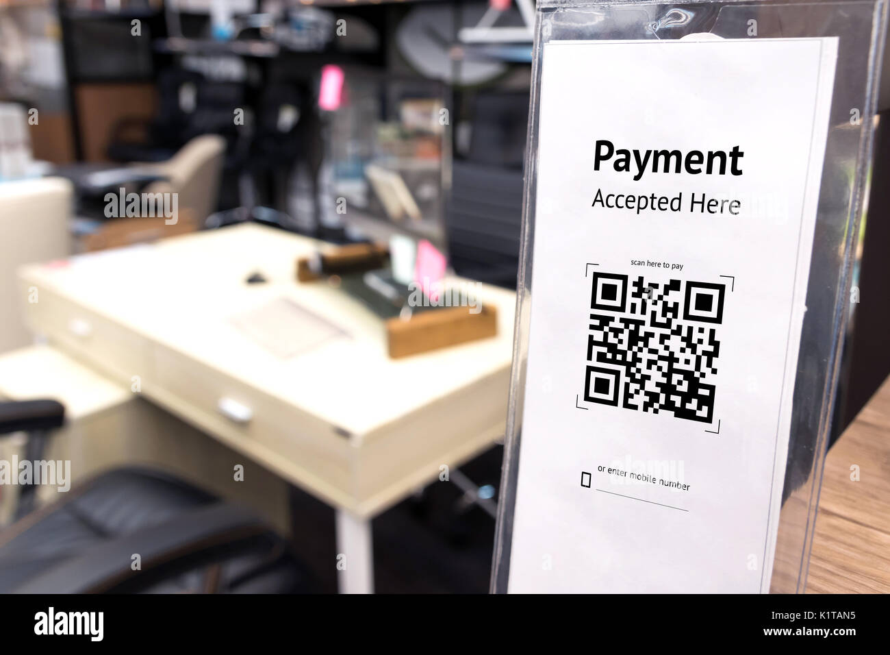 Qr Code Payment , Online Shopping , Cashless Technology Concept. Coffee Shop  Accepted Digital Pay Without Money Stock Photo - Alamy