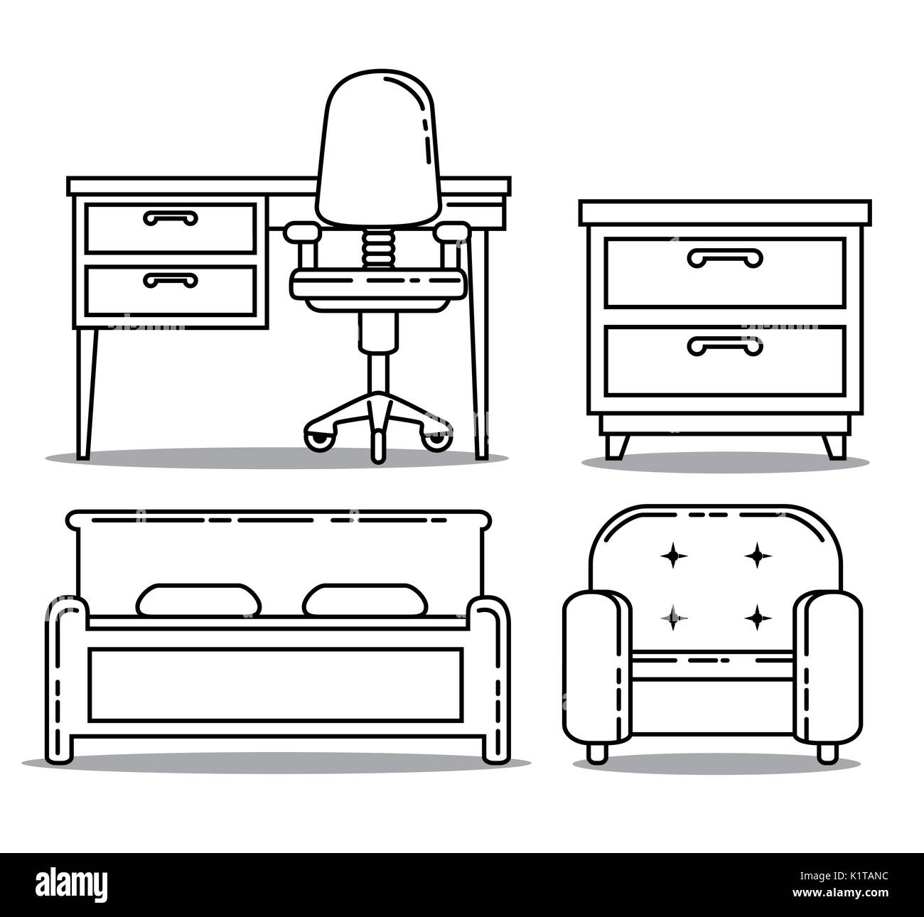 Icon set of Home and furniture theme Vector illustration Stock Vector ...