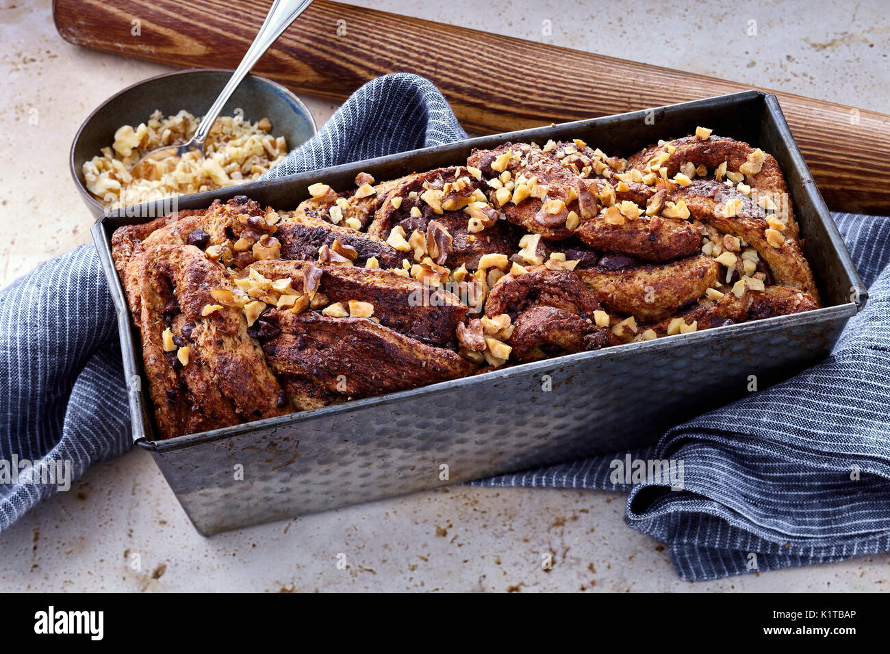 Dairy-free chocolate babka Stock Photo