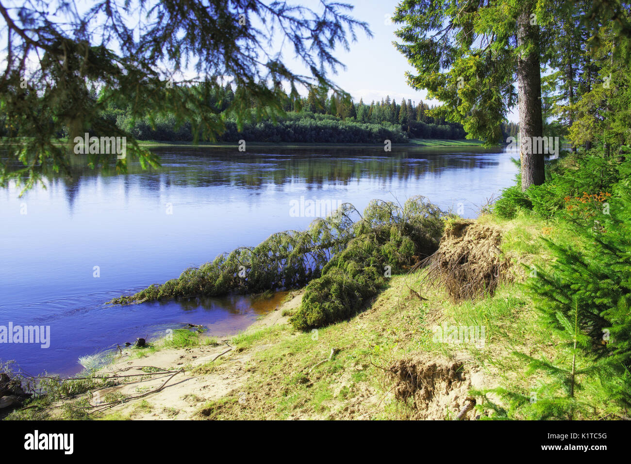 Siberian landscape. Morning on the North Sosva River Stock Photo - Alamy