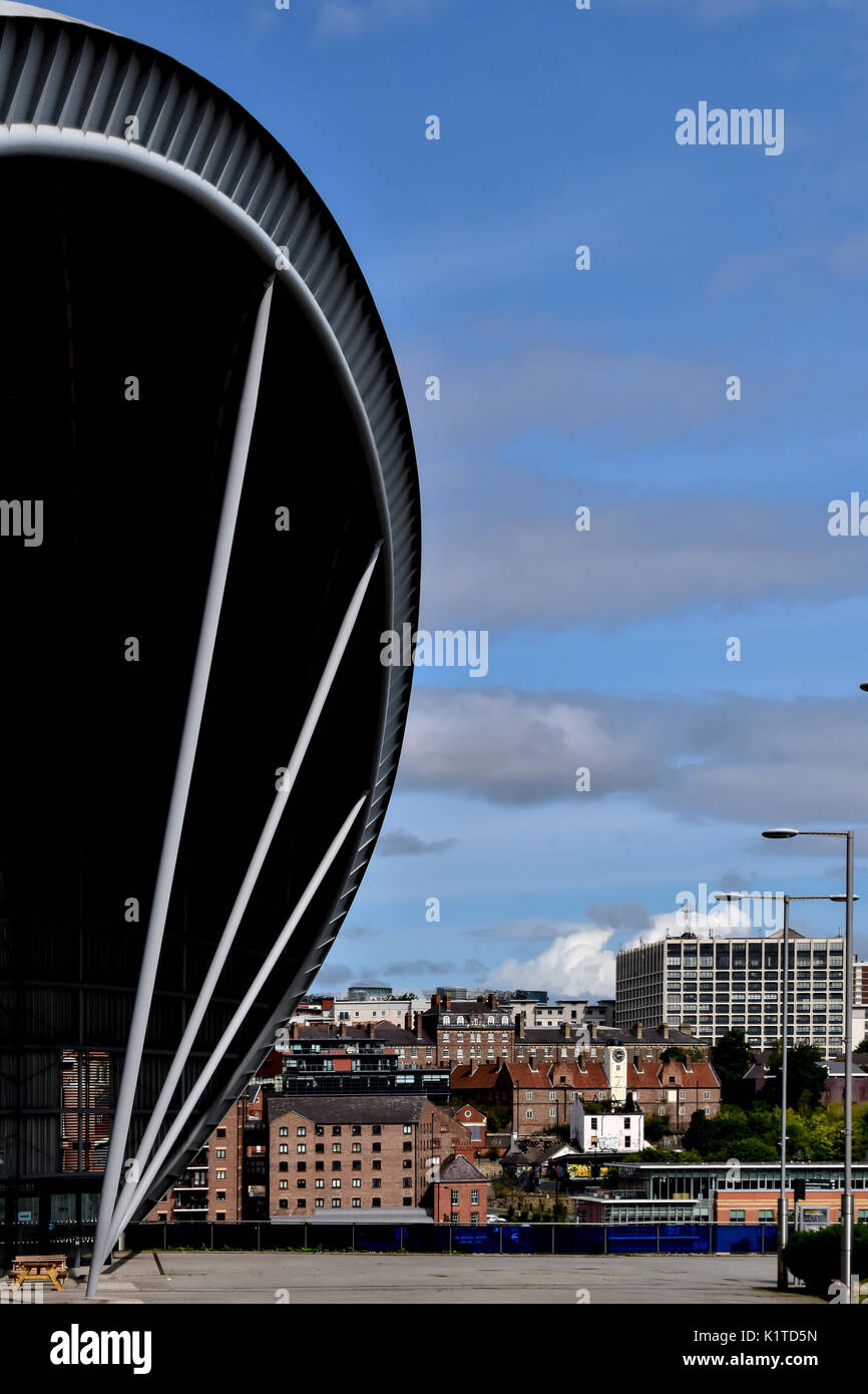 Gateshead Sage and Tyne bridge from an unusual angle Stock Photo