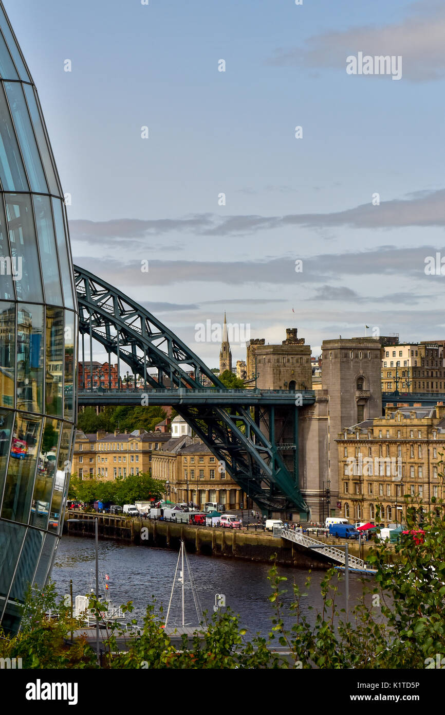 Gateshead Sage and Tyne bridge from an unusual angle Stock Photo