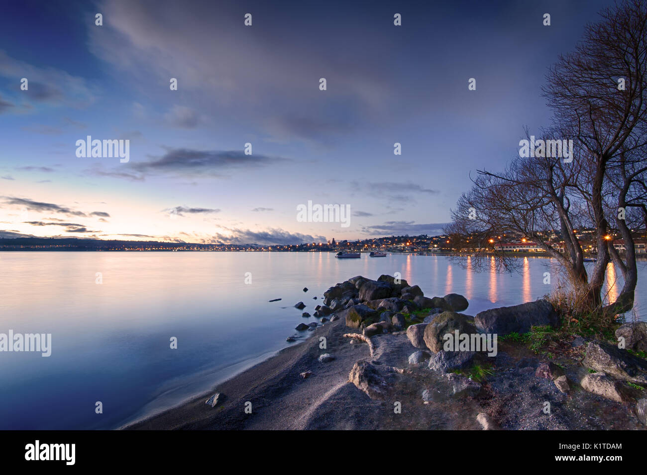 Landscape photo of Two Mile Bay, Lake Taupo, New Zealand Stock Photo