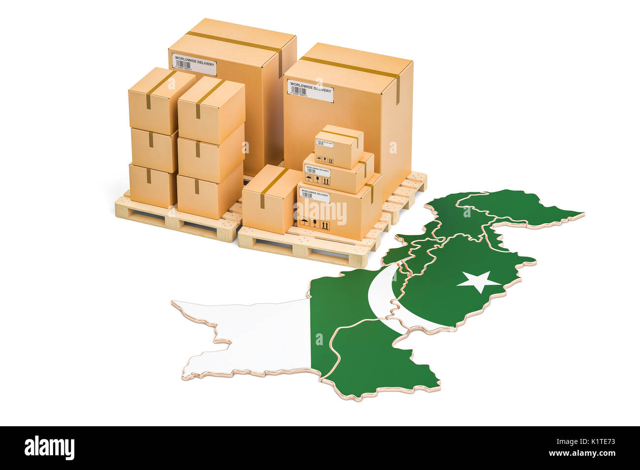 Shipping and Delivery from Pakistan isolated on white background Stock