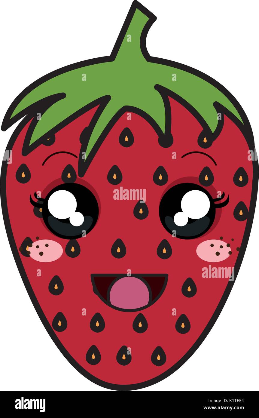 strawberry fresh fruit kawaii character Stock Vector Image & Art - Alamy