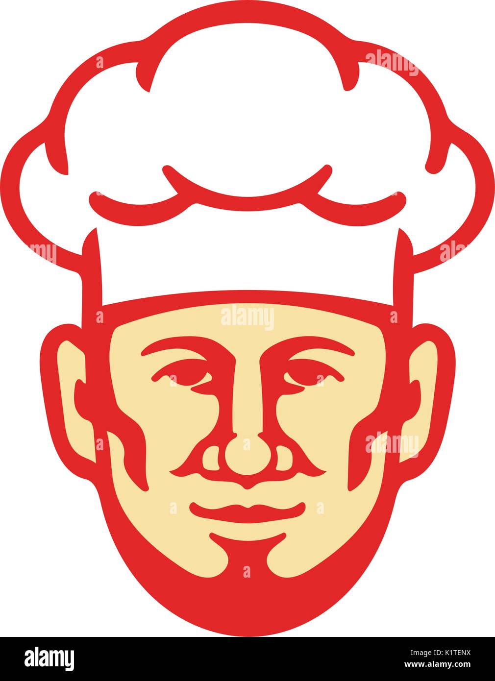 Illustration of a bearded chef cook baker head facing front wearing ...
