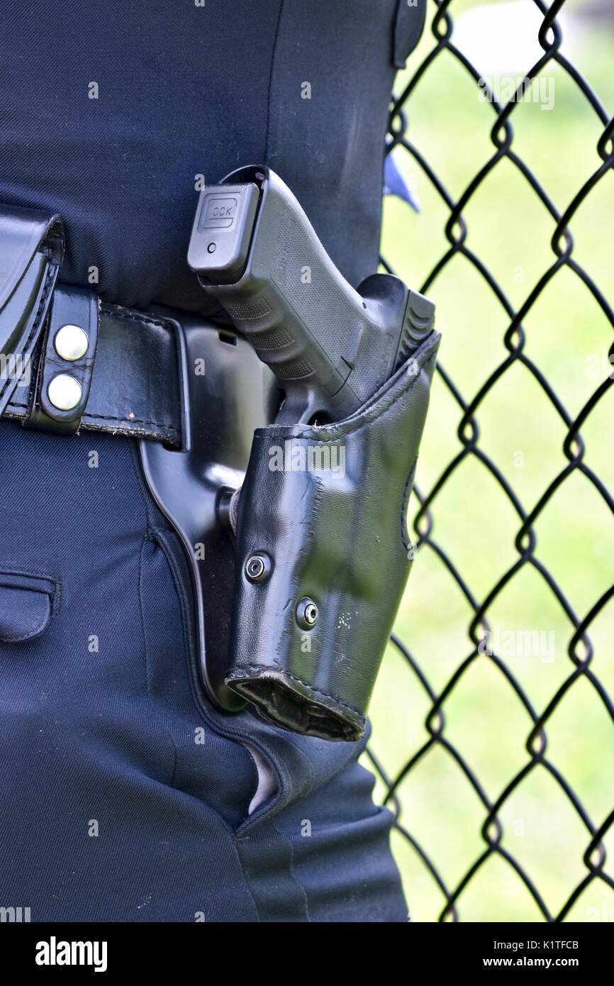 Police officer glock handgun Stock Photo