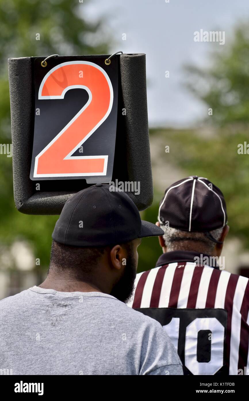 American football yard and down marker Stock Photo