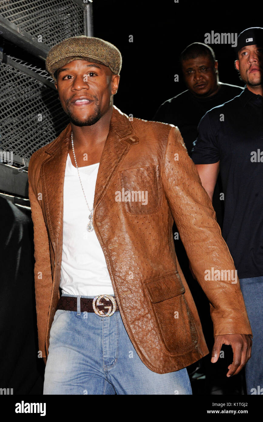 Floyd Mayweather arrives to press conference Grauman's Chinese Theatre Hollywood March 1,2012. Mayweather Cotto will meet WBA Super Welterweight World Championship fight May 5 MGM Grand Las Vegas. Stock Photo