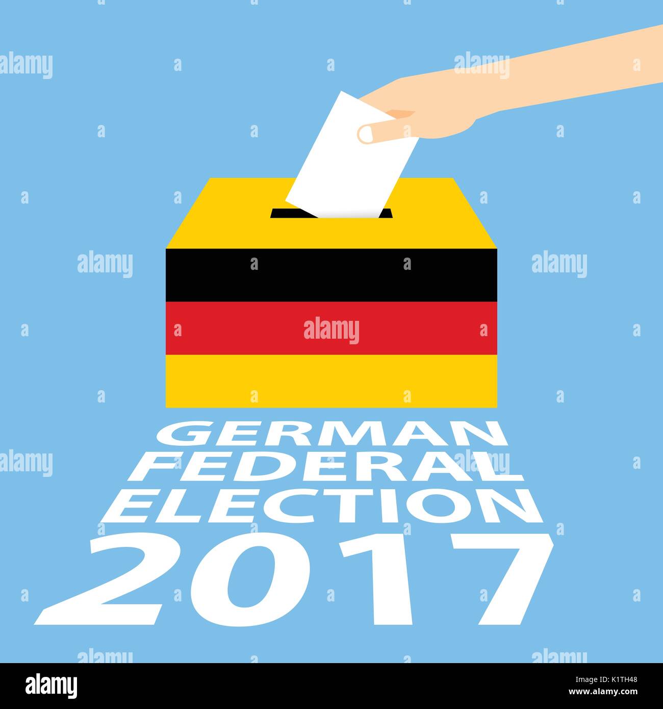 German Federal Election 2017 Vector Illustration Flat Style - Hand Putting Voting Paper in the Ballot Box Stock Vector