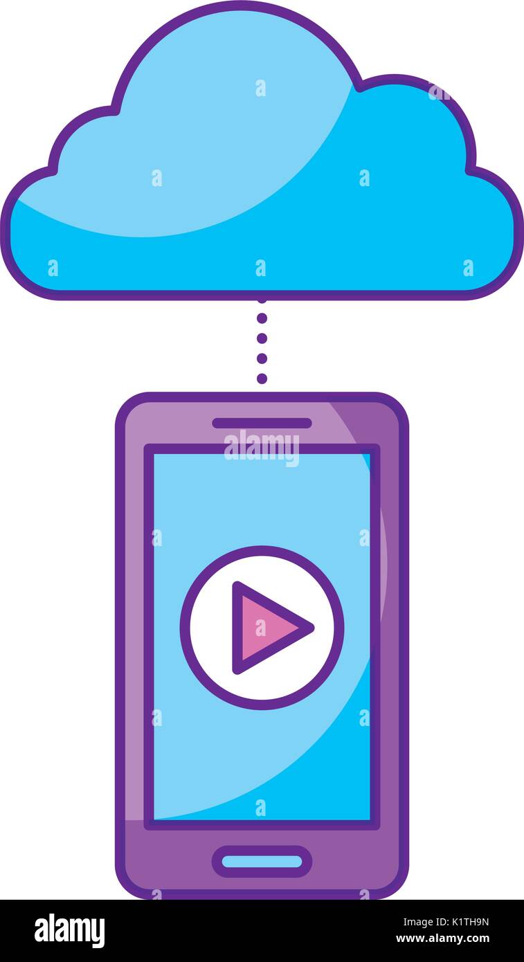 smartphone and cloud computing with media player isolated icon vector ...