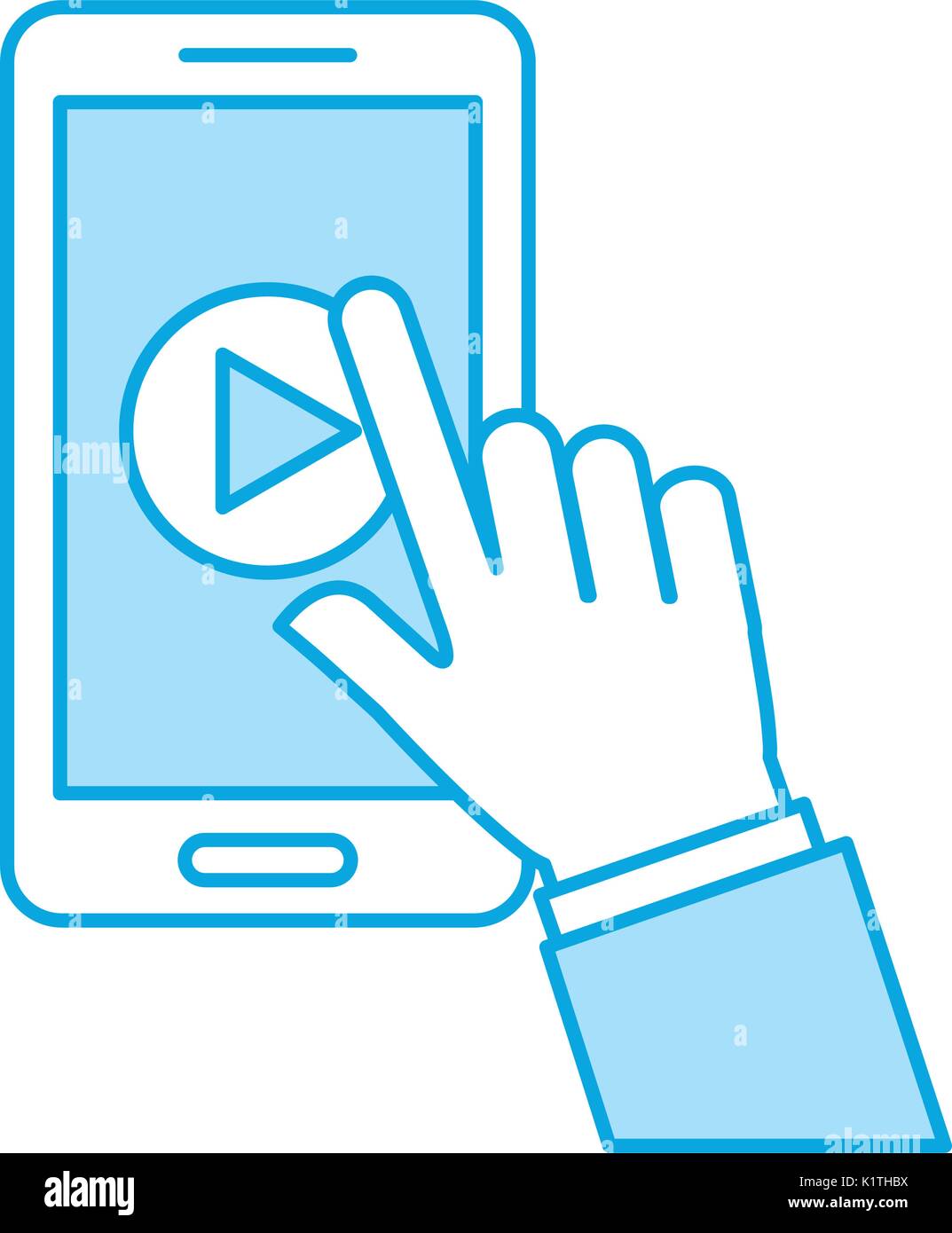 hand user smartphone with media player isolated icon Stock Vector Image ...