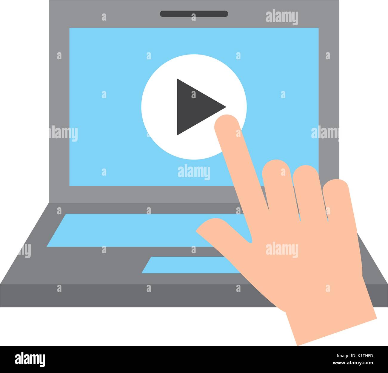 hand user laptop with media player isolated icon Stock Vector Image ...