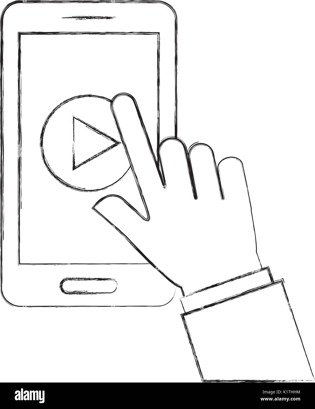 hand user smartphone with media player isolated icon Stock Vector Image ...