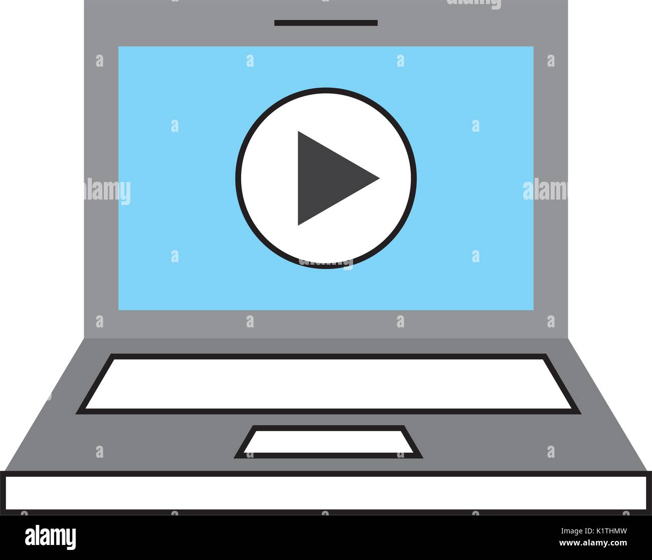 laptop with media player isolated icon Stock Vector Image & Art - Alamy