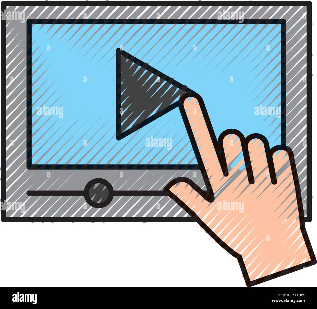 hand user tablet with media player isolated icon Stock Vector Image ...