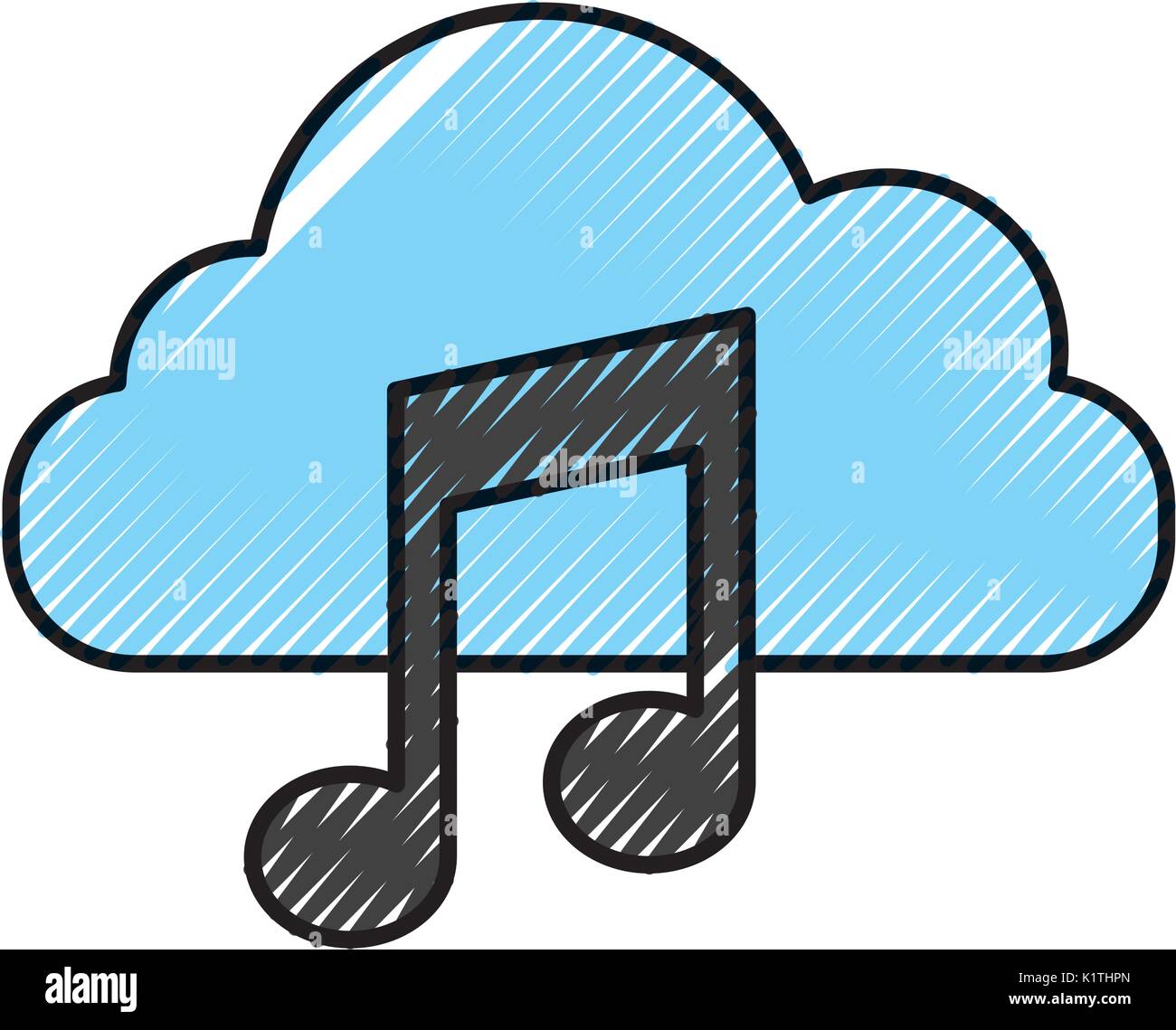 cloud computing with music note isolated icon Stock Vector