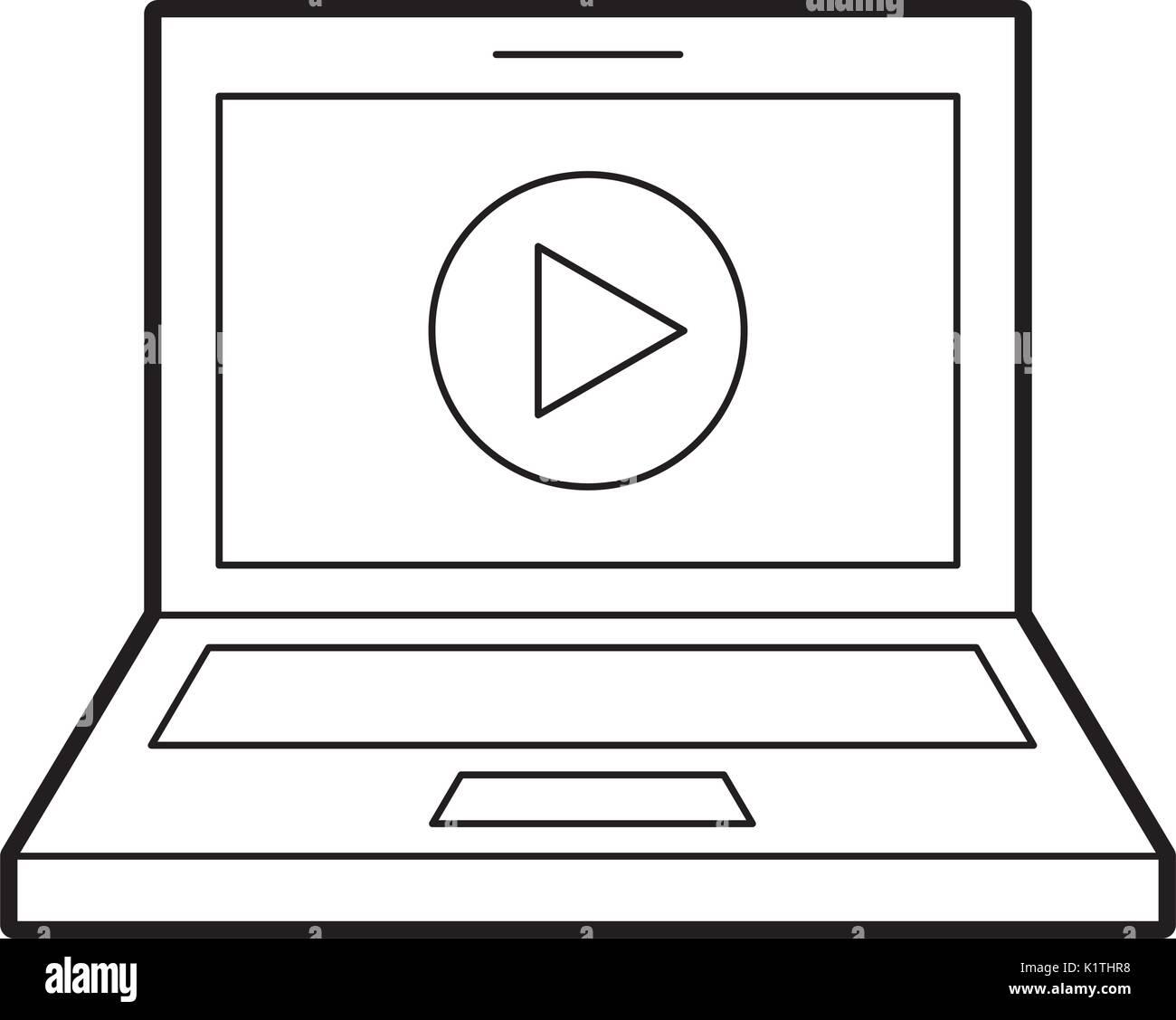 laptop with media player isolated icon Stock Vector Image & Art - Alamy