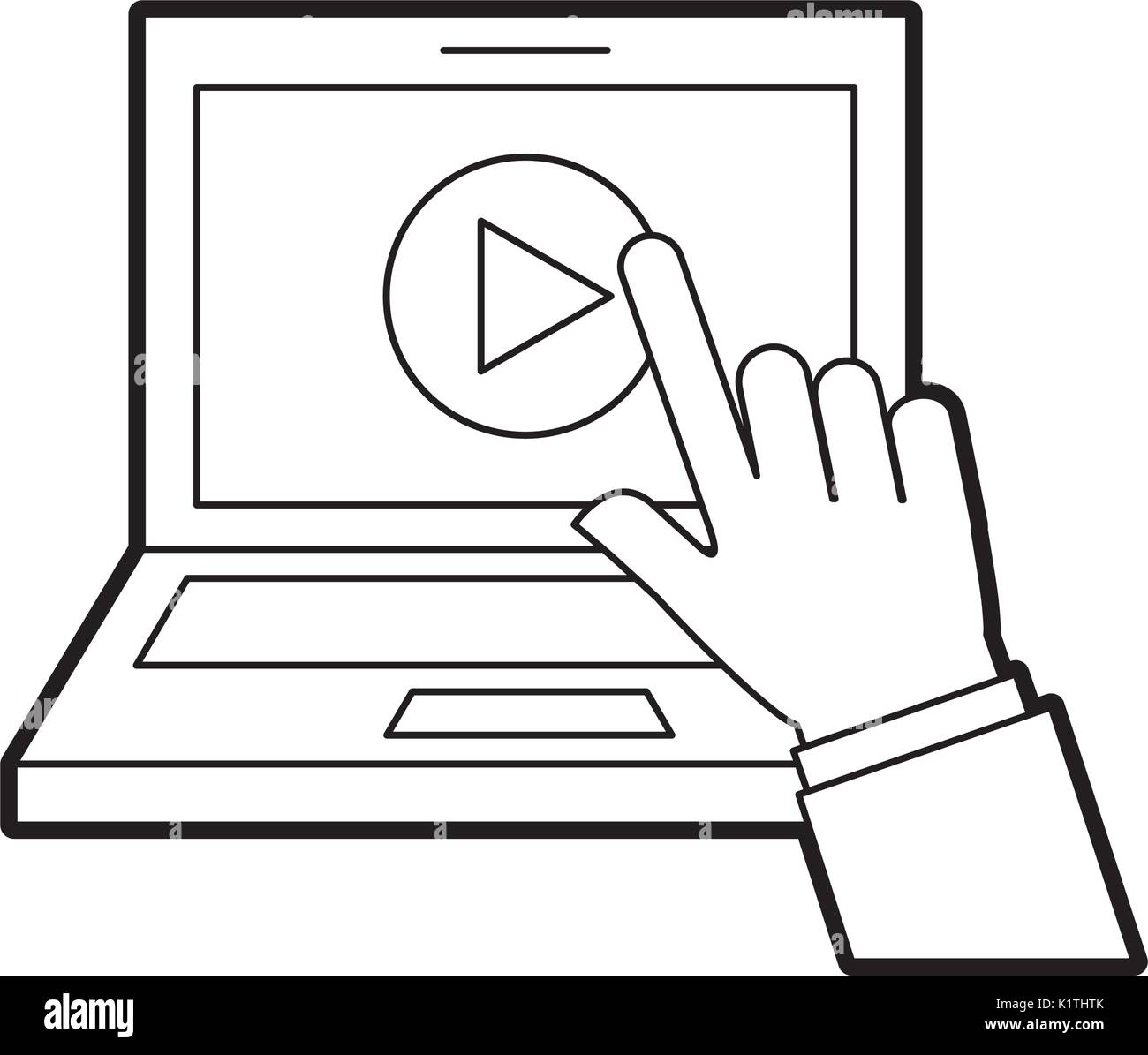 hand user laptop with media player isolated icon Stock Vector Image ...