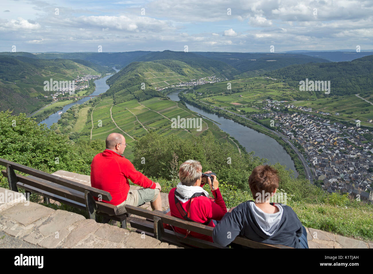 River Moselle Sinuosity near Bremm, Rhineland-Palatinate, Germany Stock Photo