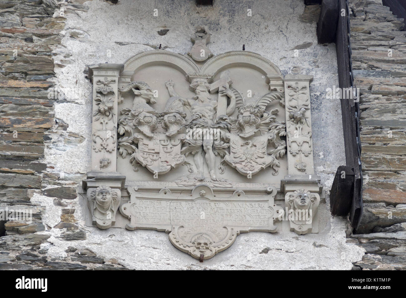 coat of arms, Beilstein, Moselle, Rhineland-Palatinate, Germany Stock Photo