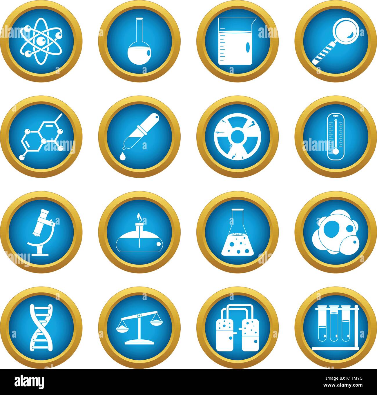 Chemical laboratory icons blue circle set Stock Vector Image & Art Alamy