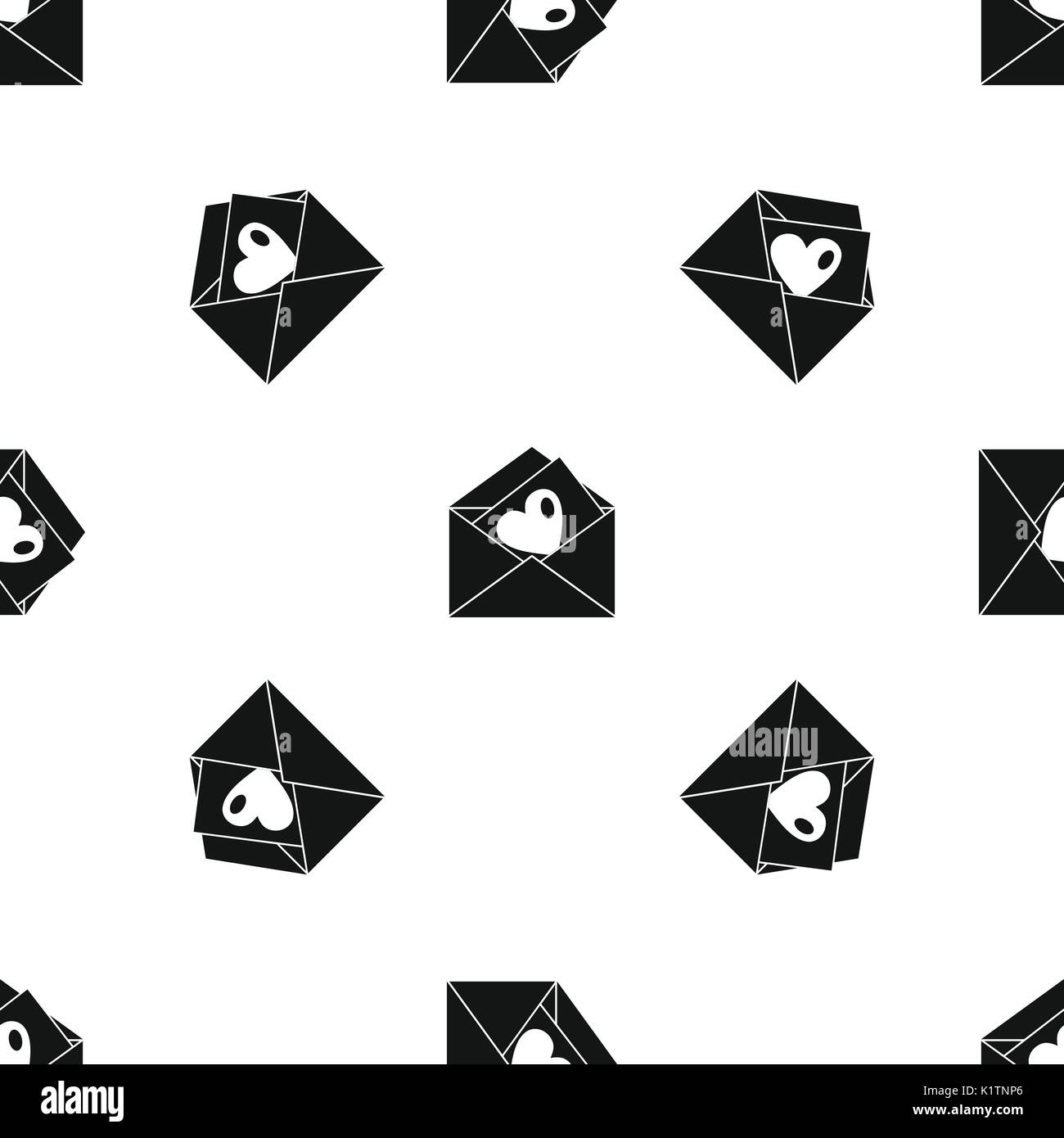 Vintage envelopes and heart pattern seamless black Stock Vector Image ...
