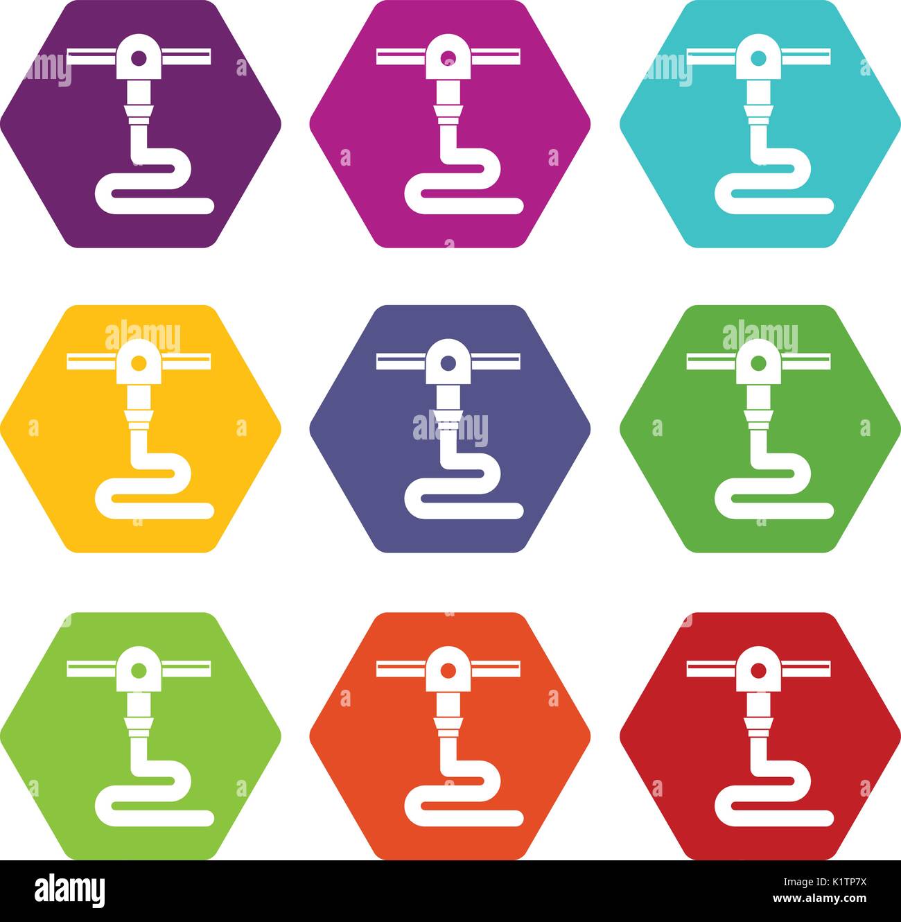 3d printer printing icon set color hexahedron Stock Vector Image & Art ...
