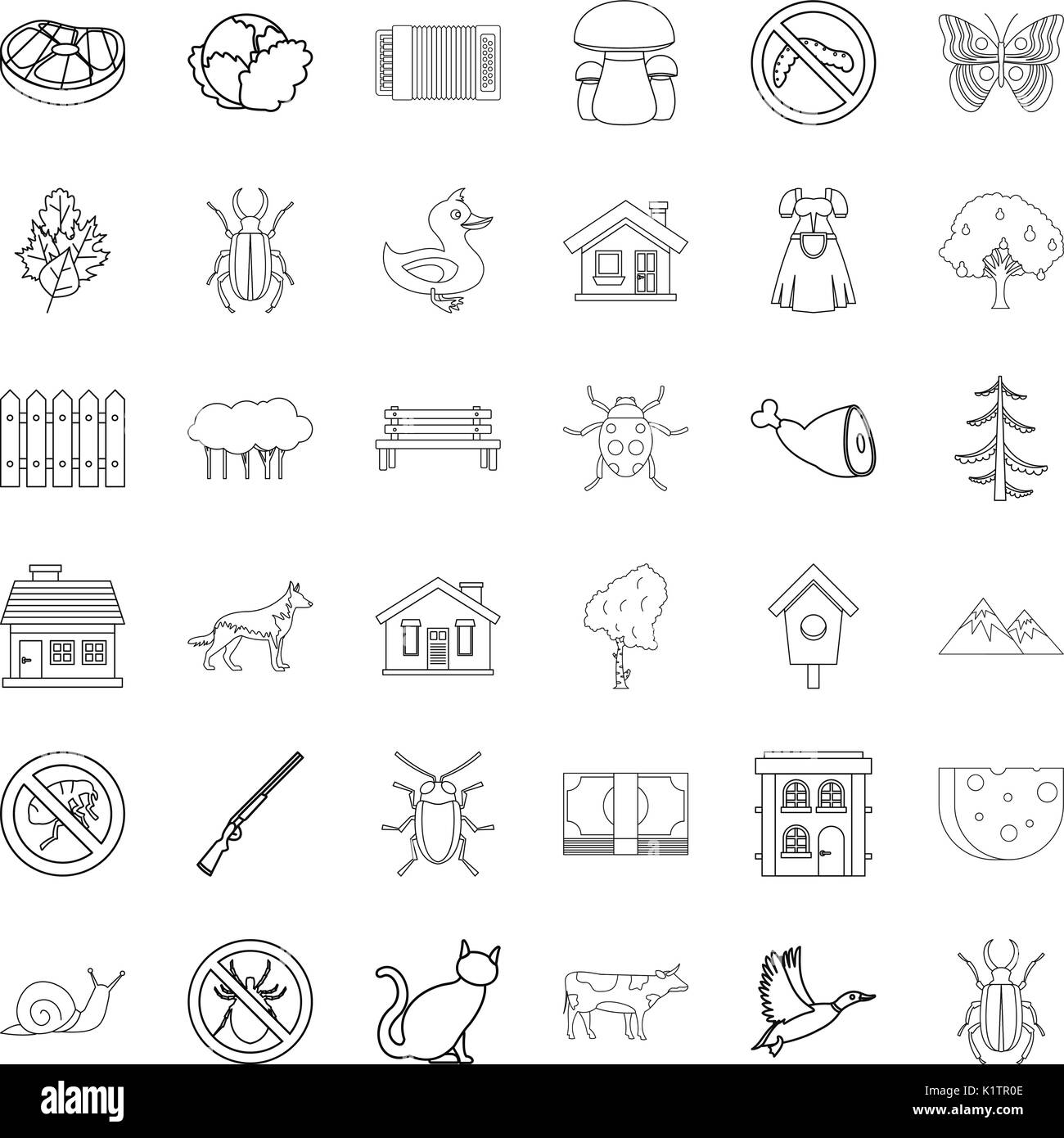 Weather icons set, outline style Stock Vector Image & Art - Alamy
